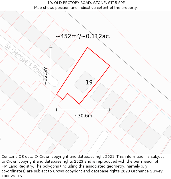 19, OLD RECTORY ROAD, STONE, ST15 8PF: Plot and title map