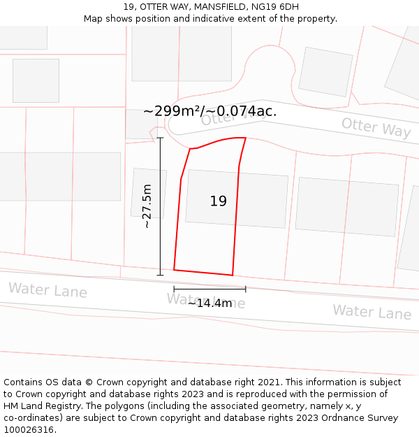 19, OTTER WAY, MANSFIELD, NG19 6DH: Plot and title map