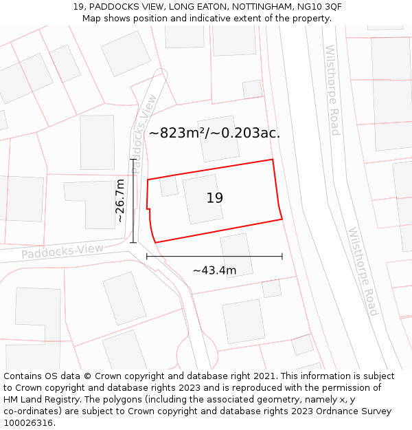 19, PADDOCKS VIEW, LONG EATON, NOTTINGHAM, NG10 3QF: Plot and title map