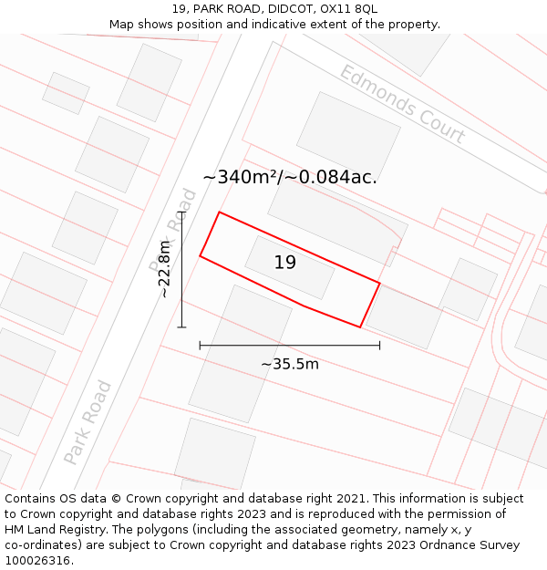 19, PARK ROAD, DIDCOT, OX11 8QL: Plot and title map