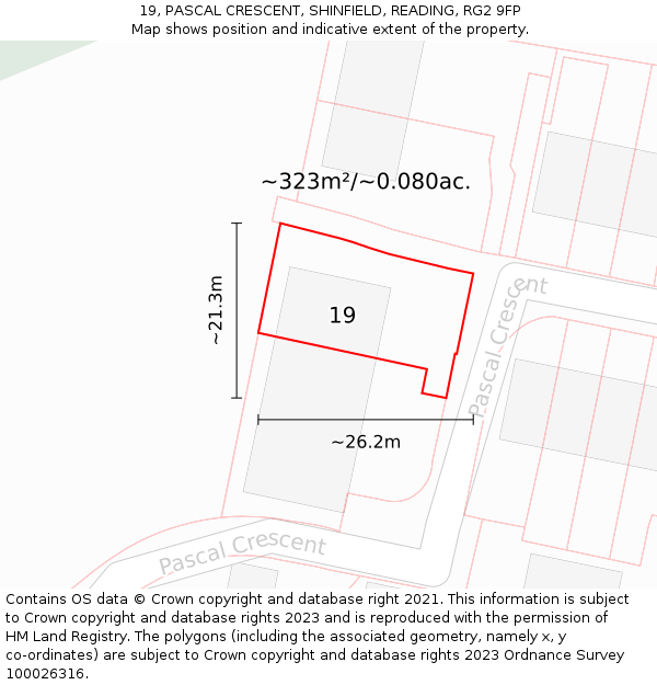 19, PASCAL CRESCENT, SHINFIELD, READING, RG2 9FP: Plot and title map
