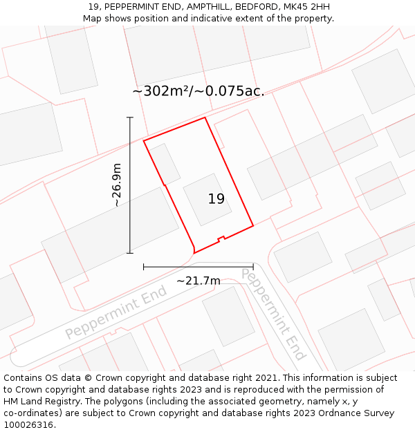 19, PEPPERMINT END, AMPTHILL, BEDFORD, MK45 2HH: Plot and title map