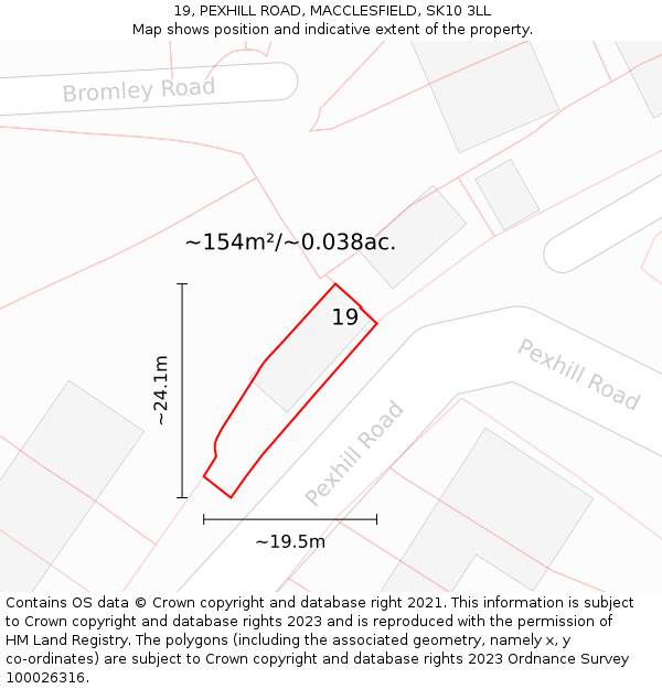 19, PEXHILL ROAD, MACCLESFIELD, SK10 3LL: Plot and title map