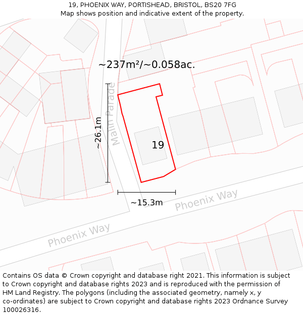 19, PHOENIX WAY, PORTISHEAD, BRISTOL, BS20 7FG: Plot and title map