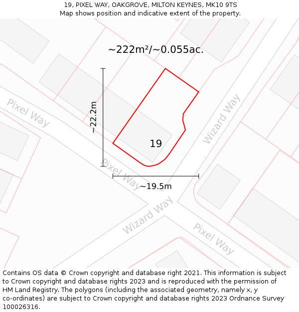 19, PIXEL WAY, OAKGROVE, MILTON KEYNES, MK10 9TS: Plot and title map