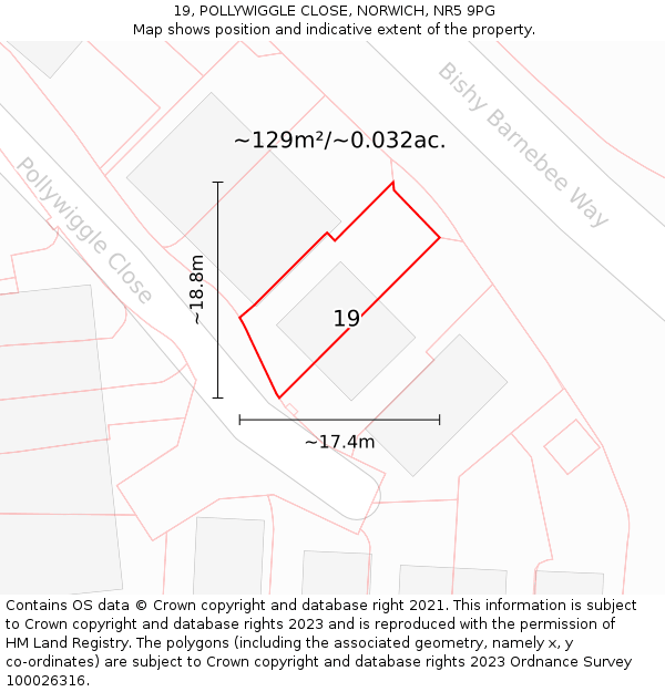 19, POLLYWIGGLE CLOSE, NORWICH, NR5 9PG: Plot and title map