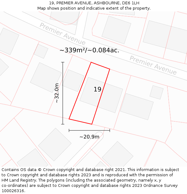 19, PREMIER AVENUE, ASHBOURNE, DE6 1LH: Plot and title map