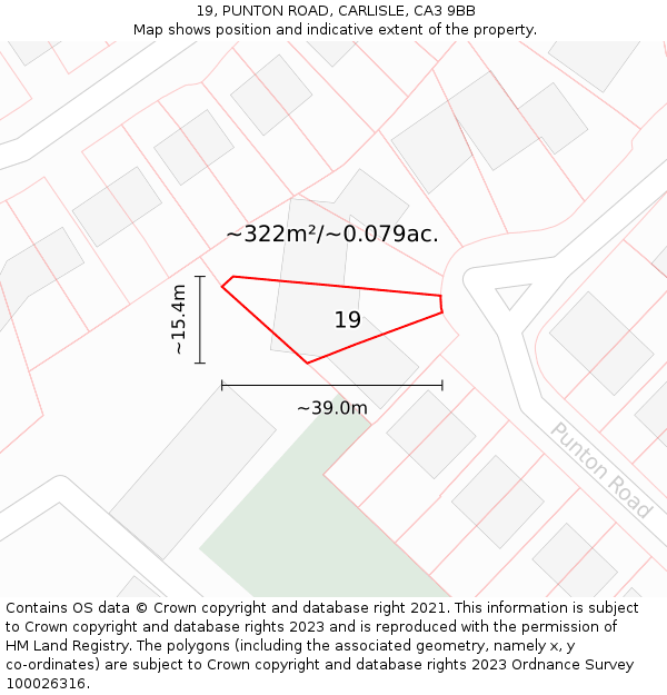 19, PUNTON ROAD, CARLISLE, CA3 9BB: Plot and title map