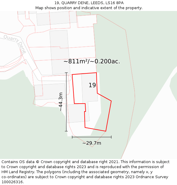 19, QUARRY DENE, LEEDS, LS16 8PA: Plot and title map