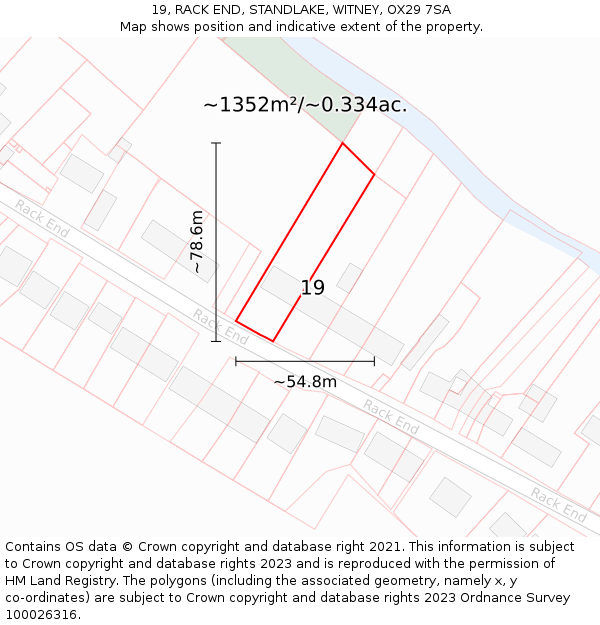19, RACK END, STANDLAKE, WITNEY, OX29 7SA: Plot and title map