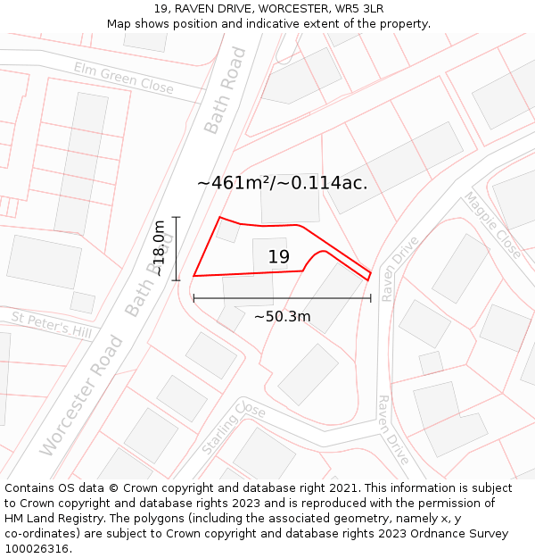 19, RAVEN DRIVE, WORCESTER, WR5 3LR: Plot and title map