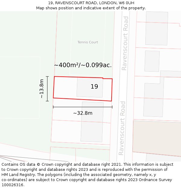 19, RAVENSCOURT ROAD, LONDON, W6 0UH: Plot and title map