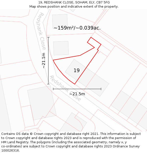 19, REDSHANK CLOSE, SOHAM, ELY, CB7 5FG: Plot and title map