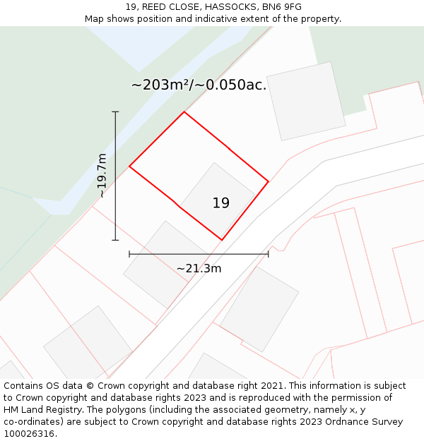 19, REED CLOSE, HASSOCKS, BN6 9FG: Plot and title map