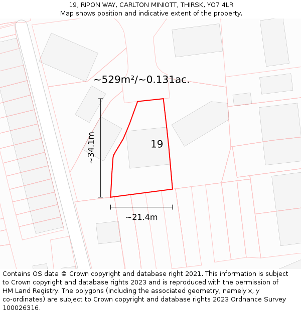 19, RIPON WAY, CARLTON MINIOTT, THIRSK, YO7 4LR: Plot and title map