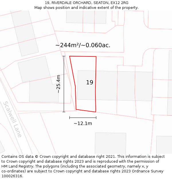 19, RIVERDALE ORCHARD, SEATON, EX12 2RG: Plot and title map