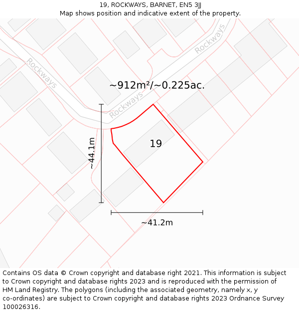 19, ROCKWAYS, BARNET, EN5 3JJ: Plot and title map