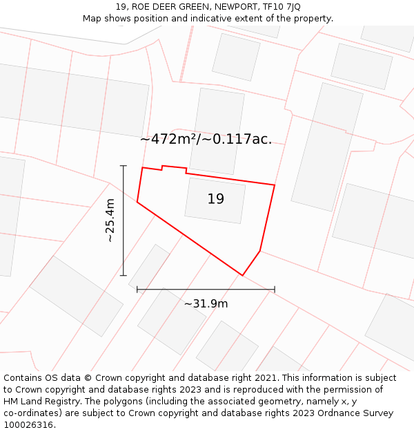 19, ROE DEER GREEN, NEWPORT, TF10 7JQ: Plot and title map