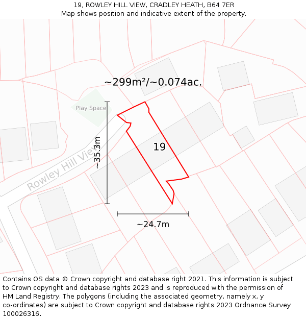 19, ROWLEY HILL VIEW, CRADLEY HEATH, B64 7ER: Plot and title map