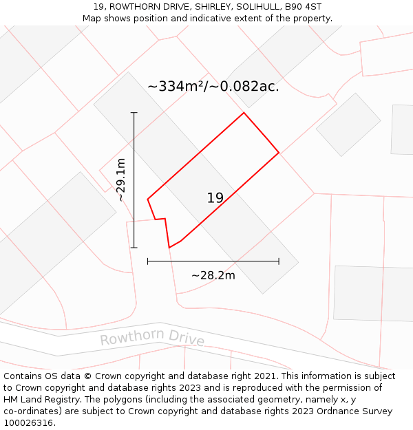 19, ROWTHORN DRIVE, SHIRLEY, SOLIHULL, B90 4ST: Plot and title map