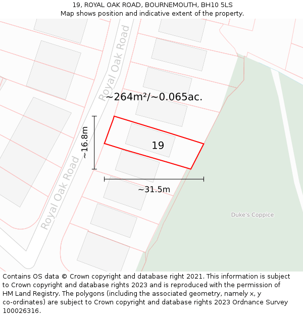 19, ROYAL OAK ROAD, BOURNEMOUTH, BH10 5LS: Plot and title map