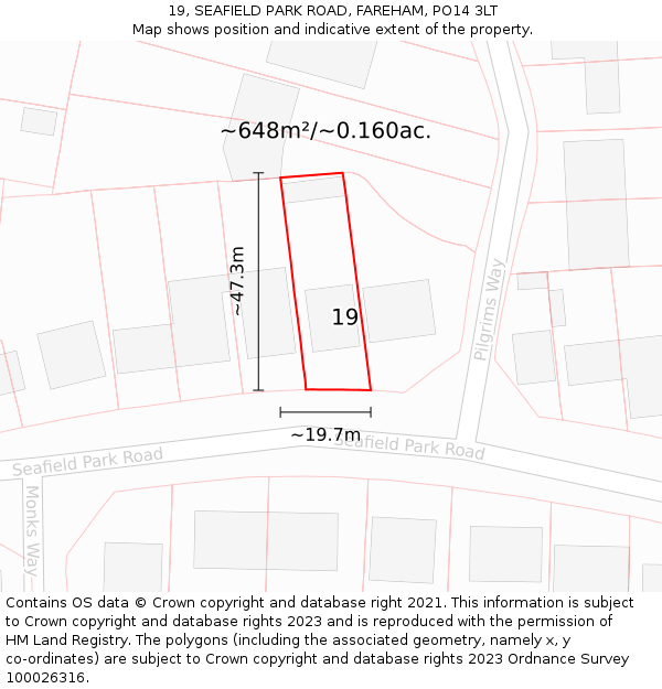 19, SEAFIELD PARK ROAD, FAREHAM, PO14 3LT: Plot and title map