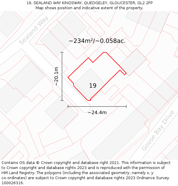 19, SEALAND WAY KINGSWAY, QUEDGELEY, GLOUCESTER, GL2 2FP: Plot and title map