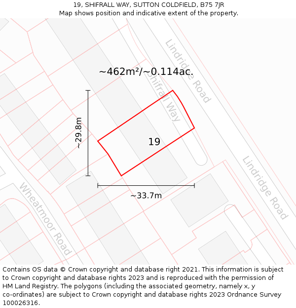 19, SHIFRALL WAY, SUTTON COLDFIELD, B75 7JR: Plot and title map