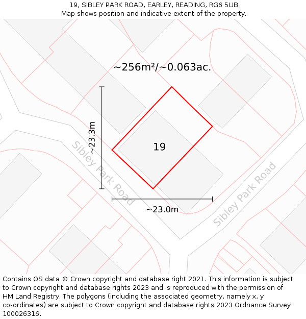 19, SIBLEY PARK ROAD, EARLEY, READING, RG6 5UB: Plot and title map