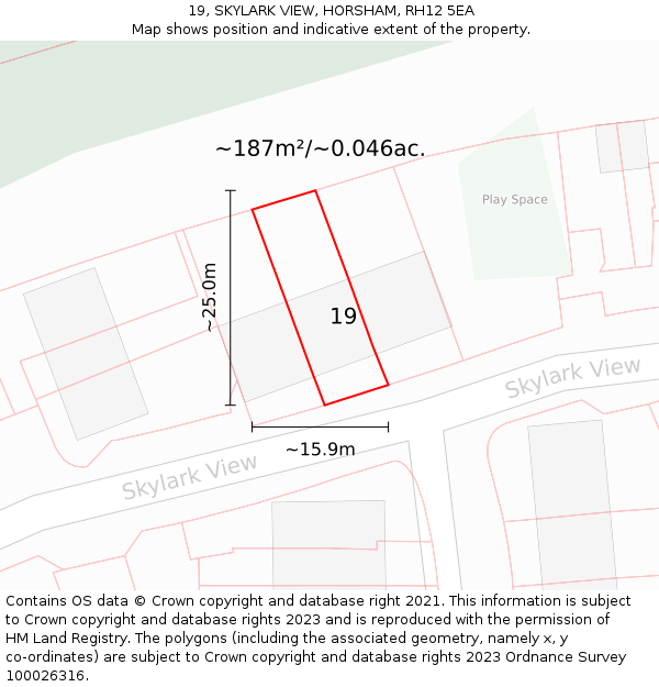 19, SKYLARK VIEW, HORSHAM, RH12 5EA: Plot and title map