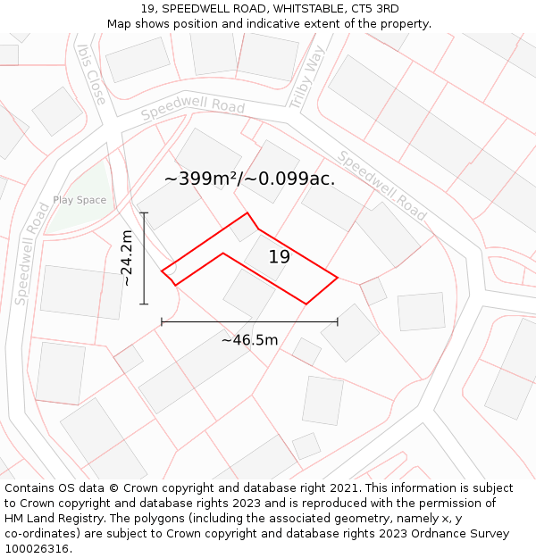 19, SPEEDWELL ROAD, WHITSTABLE, CT5 3RD: Plot and title map