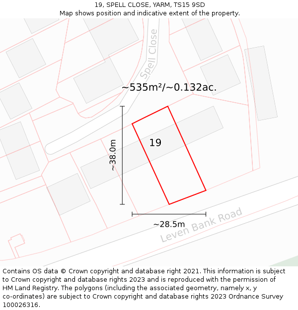 19, SPELL CLOSE, YARM, TS15 9SD: Plot and title map
