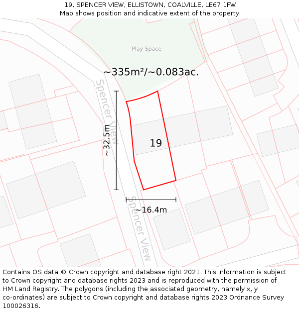 19, SPENCER VIEW, ELLISTOWN, COALVILLE, LE67 1FW: Plot and title map
