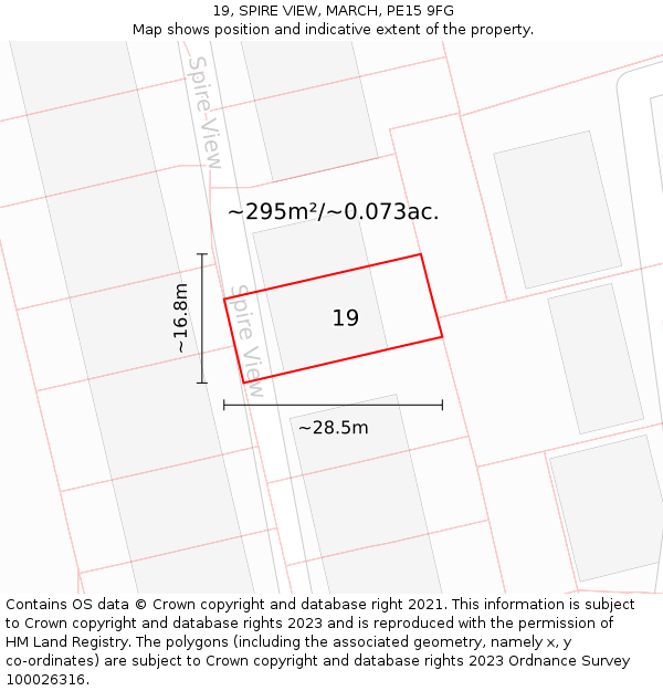 19, SPIRE VIEW, MARCH, PE15 9FG: Plot and title map