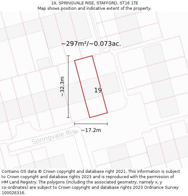 19, SPRINGVALE RISE, STAFFORD, ST16 1TE: Plot and title map