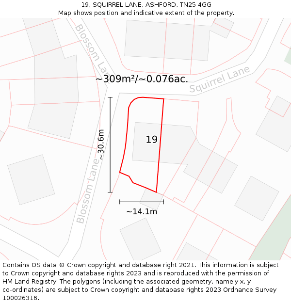 19, SQUIRREL LANE, ASHFORD, TN25 4GG: Plot and title map