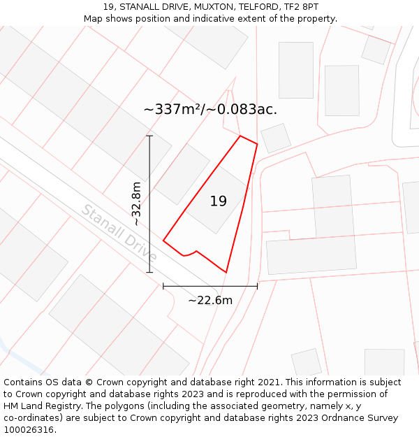 19, STANALL DRIVE, MUXTON, TELFORD, TF2 8PT: Plot and title map