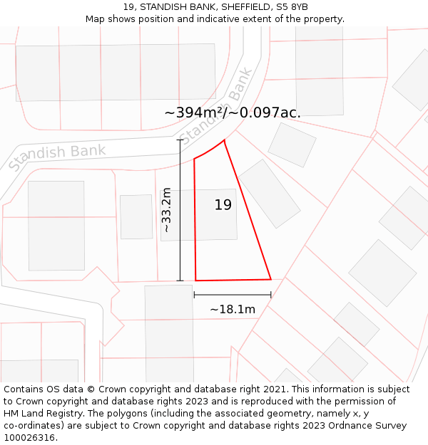 19, STANDISH BANK, SHEFFIELD, S5 8YB: Plot and title map