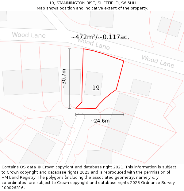 19, STANNINGTON RISE, SHEFFIELD, S6 5HH: Plot and title map