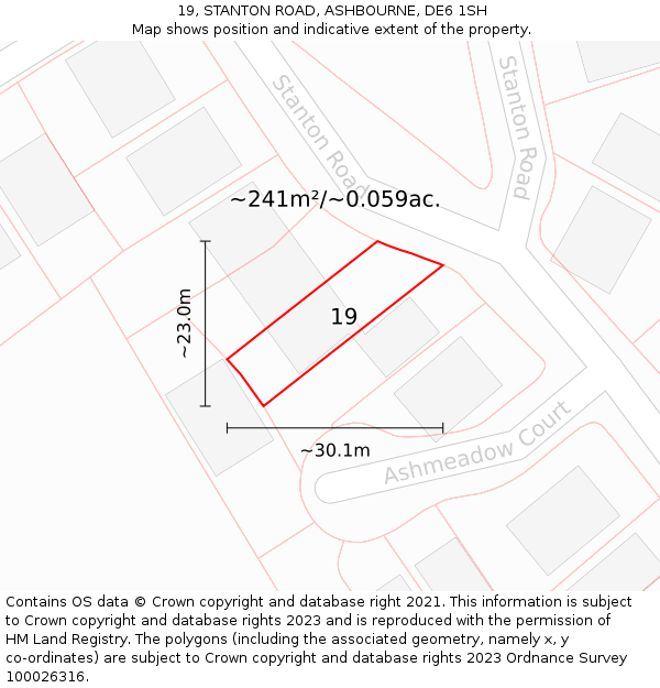 19, STANTON ROAD, ASHBOURNE, DE6 1SH: Plot and title map