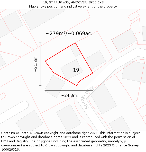 19, STIRRUP WAY, ANDOVER, SP11 6XS: Plot and title map