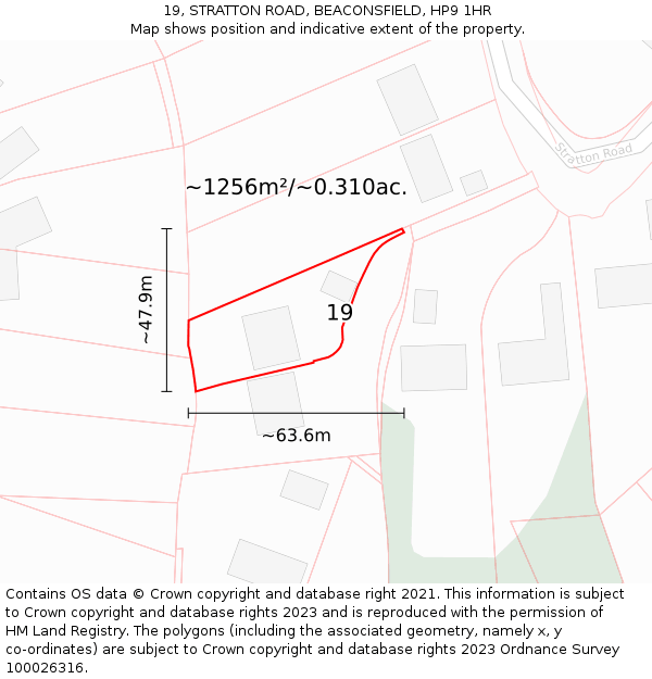 19, STRATTON ROAD, BEACONSFIELD, HP9 1HR: Plot and title map