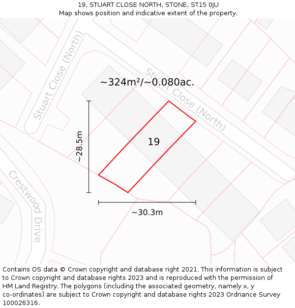 19, STUART CLOSE NORTH, STONE, ST15 0JU: Plot and title map