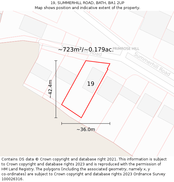 19, SUMMERHILL ROAD, BATH, BA1 2UP: Plot and title map