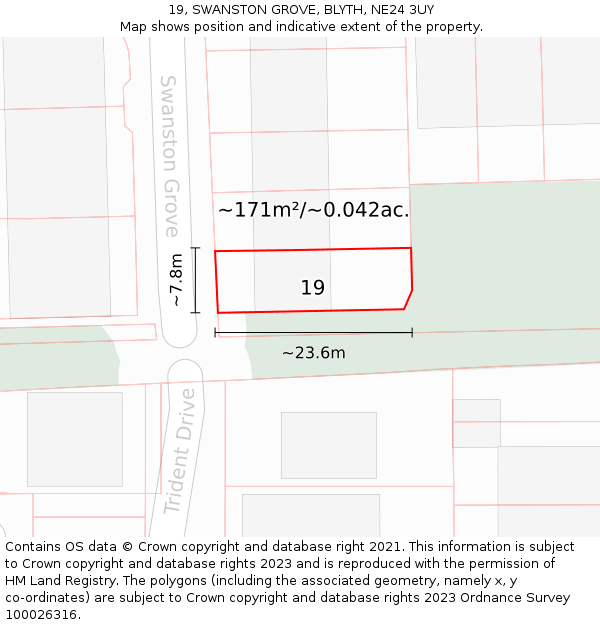 19, SWANSTON GROVE, BLYTH, NE24 3UY: Plot and title map