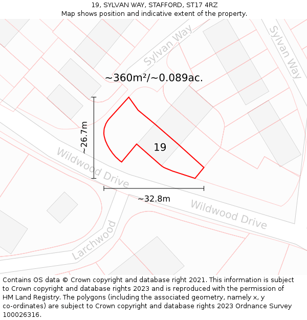 19, SYLVAN WAY, STAFFORD, ST17 4RZ: Plot and title map