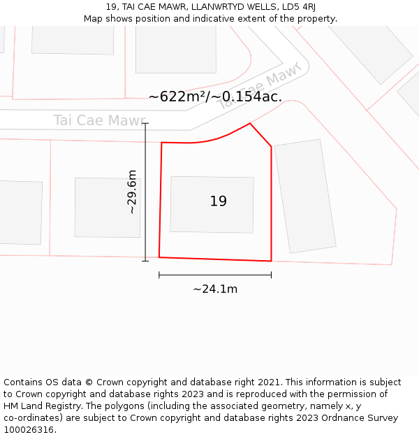 19, TAI CAE MAWR, LLANWRTYD WELLS, LD5 4RJ: Plot and title map