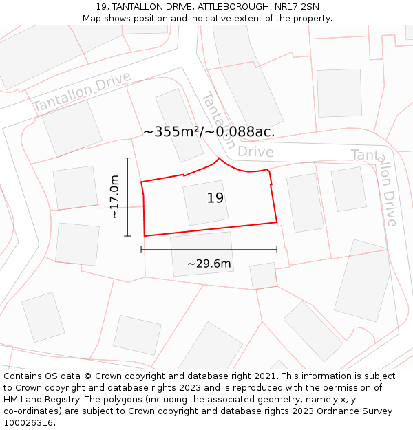 19, TANTALLON DRIVE, ATTLEBOROUGH, NR17 2SN: Plot and title map
