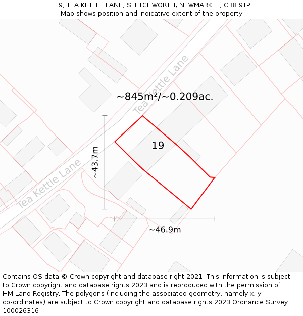 19, TEA KETTLE LANE, STETCHWORTH, NEWMARKET, CB8 9TP: Plot and title map