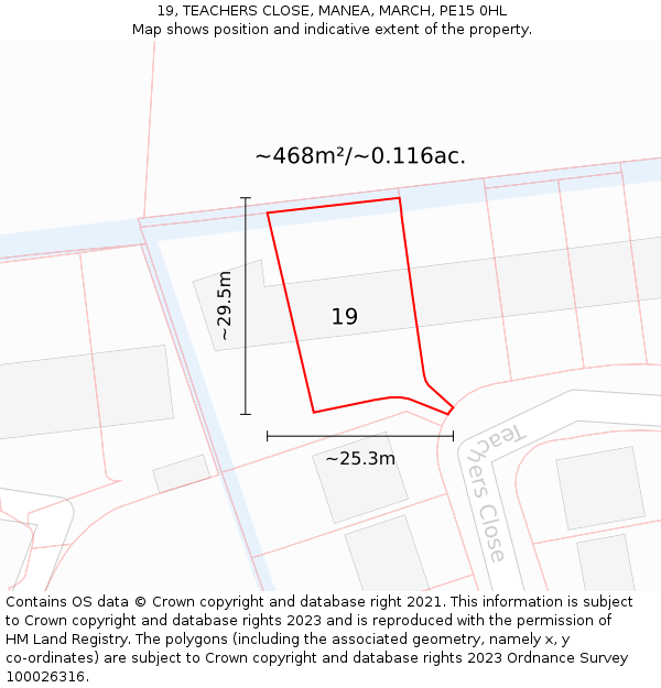 19, TEACHERS CLOSE, MANEA, MARCH, PE15 0HL: Plot and title map